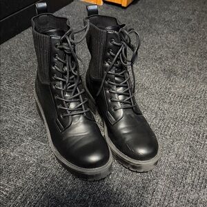 Black Lace-Up Combat Boots